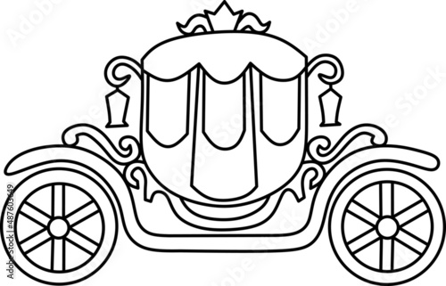 vector image of an old golden chariot, which is commonly used by royalty.