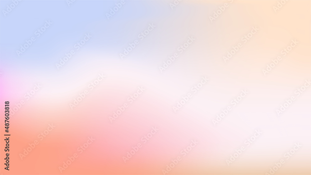 Orange, yellow, purple and white rainbow abstract gradient stock vector background. Iridescent holographic art texture. Applicable for poster, flyer, brochure, banner, website and graphic design