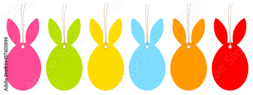 6 Hangtags Ostereier Hasenohren Bunt