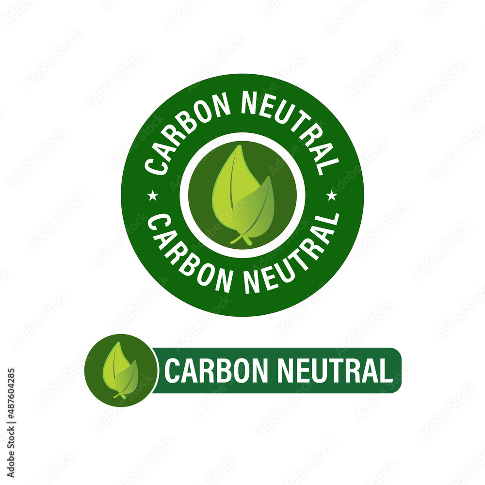 carbon neutral vector icon set with leaf symbol. green in color carbon neutral vector icon set with leaf symbol. green in color
