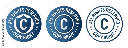 All rights reserved, copy right, vector icon set, Copyright notice abstract