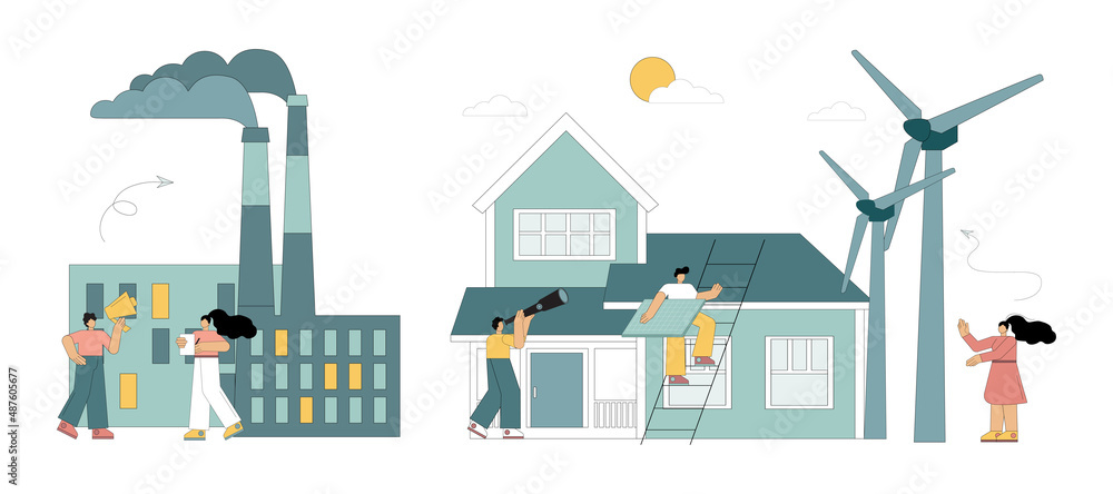 Ecology and nature pollution concept. Harmony between man and nature Ecology and nature pollution concept. Harmony between man and nature