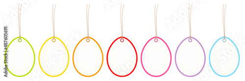 7 Hangtags Ostereier Rahmen Bunt