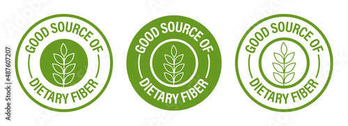 good source of dietary fiber vector icon set. green in color photo