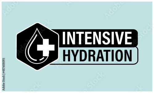 'intensive hydration' vector icon, drop with cross mark, black in color, 