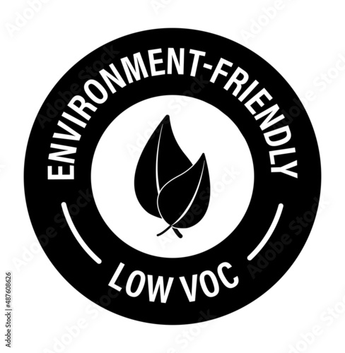'environment friedndly, low voc' vector icon.  low volatile organic compounds abstract