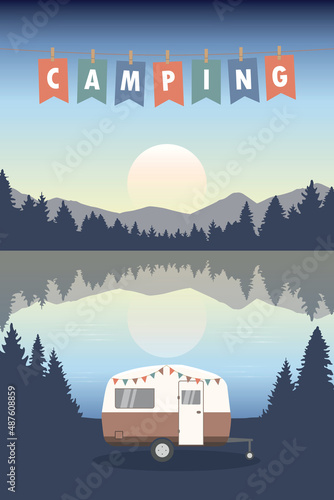 camper summer holiday on a road trip