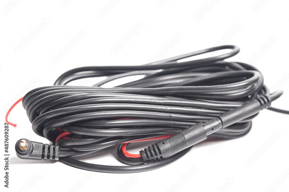 Black USB cable isolated on white background Black USB cable isolated on white background