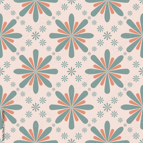 Vector ethnic morocco brown-green color geometric floral shape seamless pattern background. Use for fabric, textile, interior decoration elements, upholstery, wrapping.