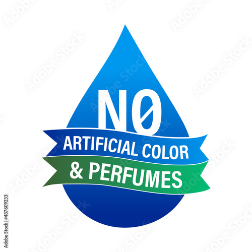 'no artificial colors and perfumes' vector icon, blue and green in color