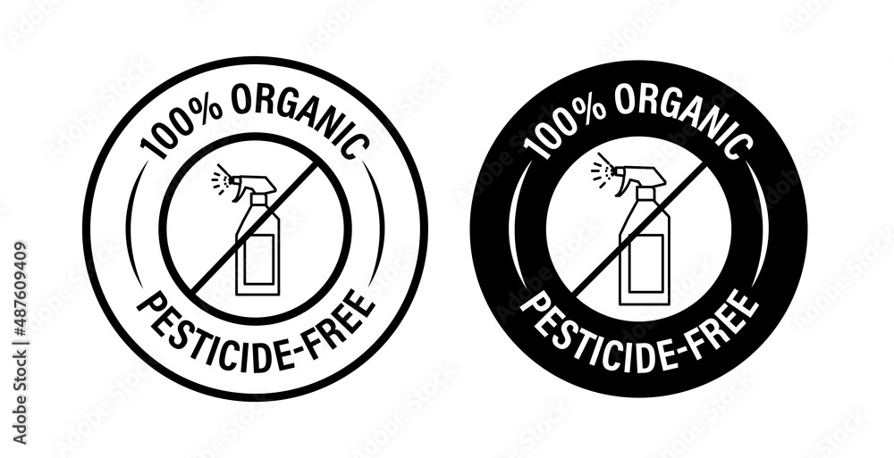 100% organic, pesticide free vector icon set, blackin color 100% organic, pesticide free vector icon set, blackin color