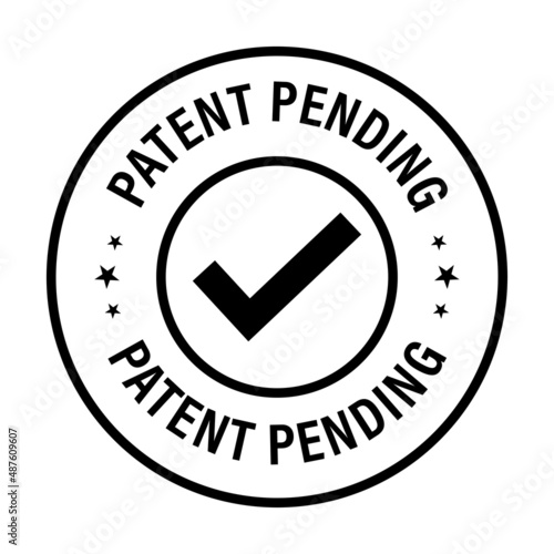 patent pending vector icon wirth tick mark, line art, black in color
