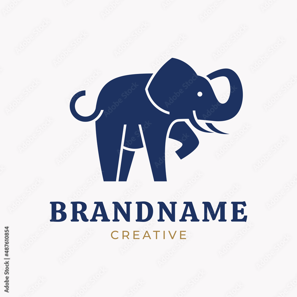 Obraz premium Minimalism elephant logo design template