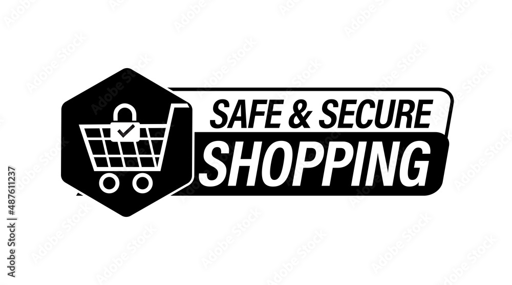 safe and secure shopping vector icon. black in color safe and secure shopping vector icon. black in color