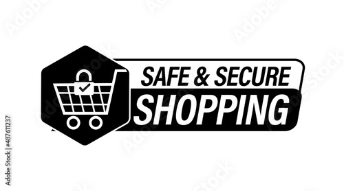 safe and secure shopping vector icon. black in color