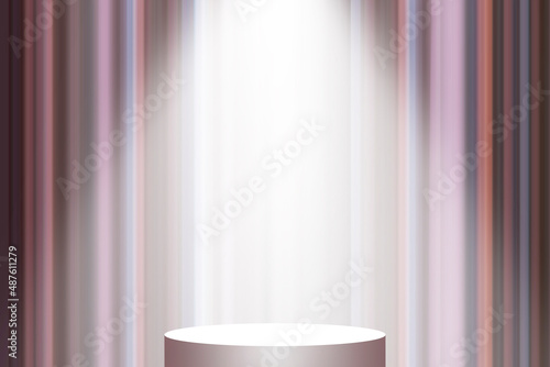 Empty round podium or stand to showcase product on abstract background. Minimalistic scene.