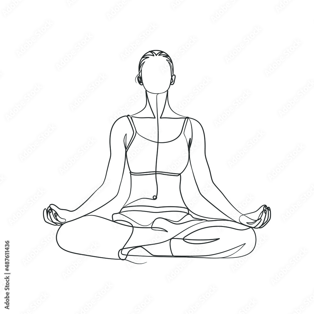 Yoga girl continuous line drawing minimalist design Yoga girl continuous line drawing minimalist design