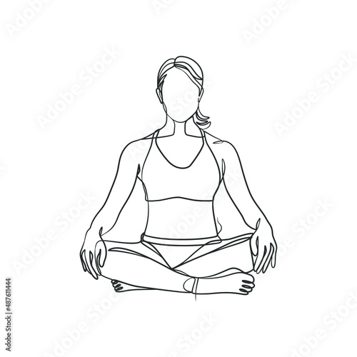 Yoga girl continuous line drawing minimalist design