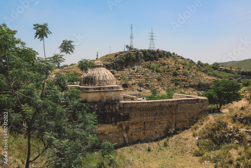 Panoramic View to the Ruins of the Shri Katas Raj Temples, also known as Qila Katas, complex of several Hindu temples in Punjab province, Pakistan
