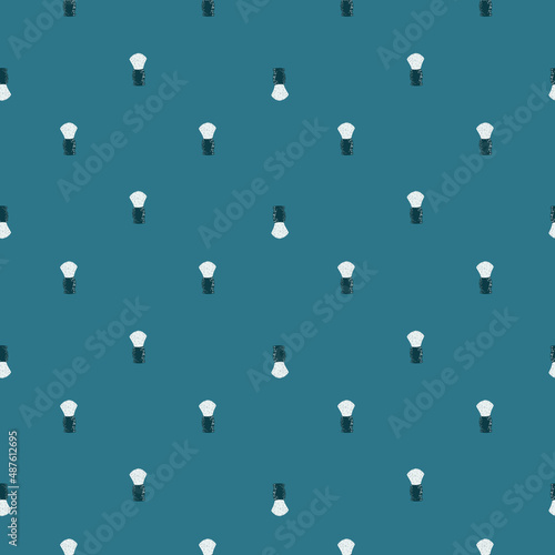 Shaving brush seamless pattern. Barber shop in doodle style.