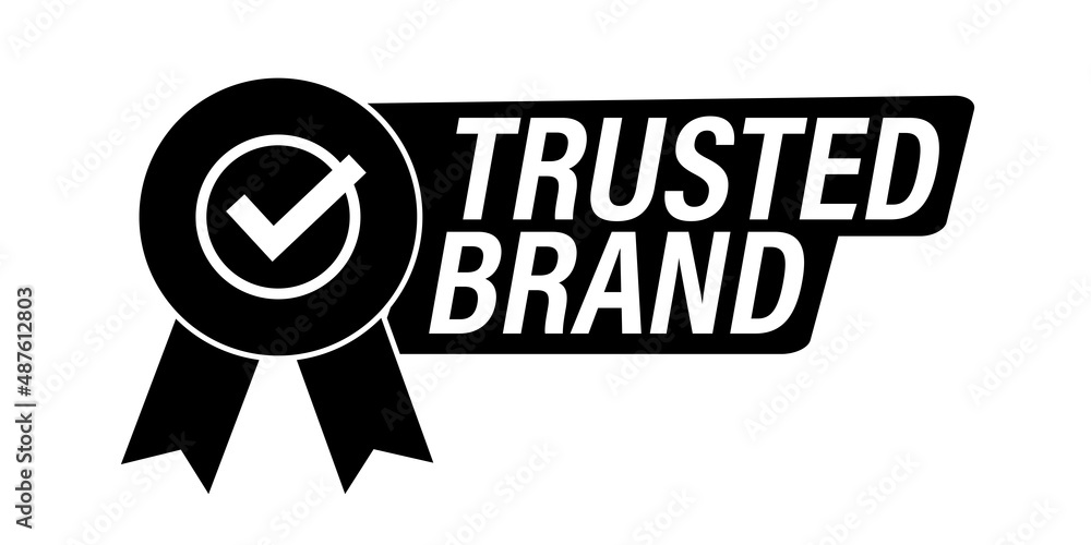 Obraz premium 'trusted brand' vector icon with badge. black in color