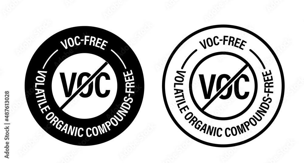 'volatile organic compounds-free' abstract. 'VOC free' vector icon, eco friendly