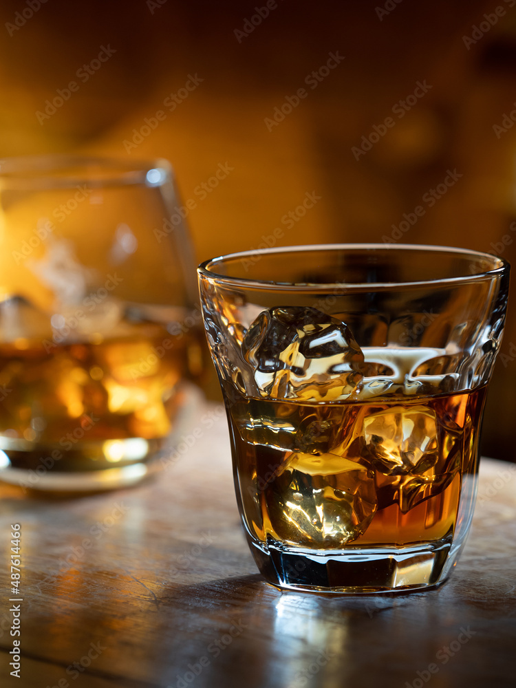 Glass of whisky on the rocks Glass of whisky on the rocks