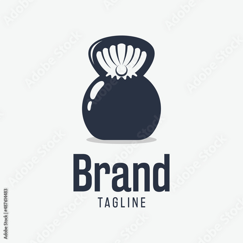 simple kettle bell featuring clam logo design