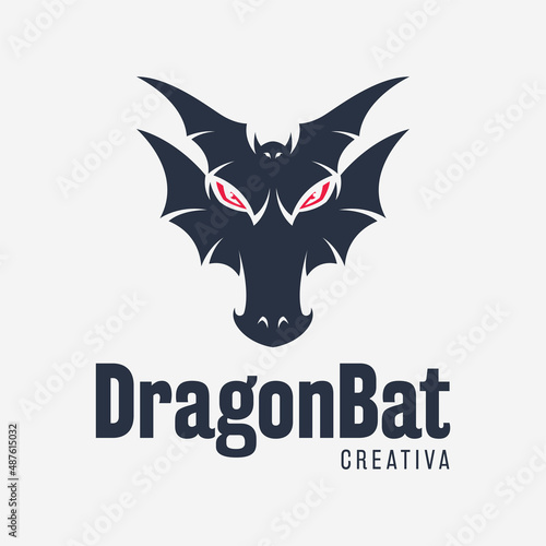 Unique dragon head featuring bat logo design