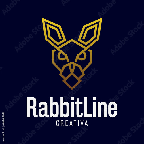 Simple rabbit line logo design template