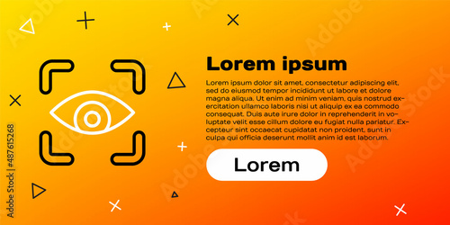 Line Eye scan icon isolated on yellow background. Scanning eye. Security check symbol. Cyber eye sign. Colorful outline concept. Vector