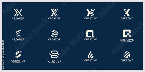 Set of abstract letter a-z vector logo design templates creative typography concept icons