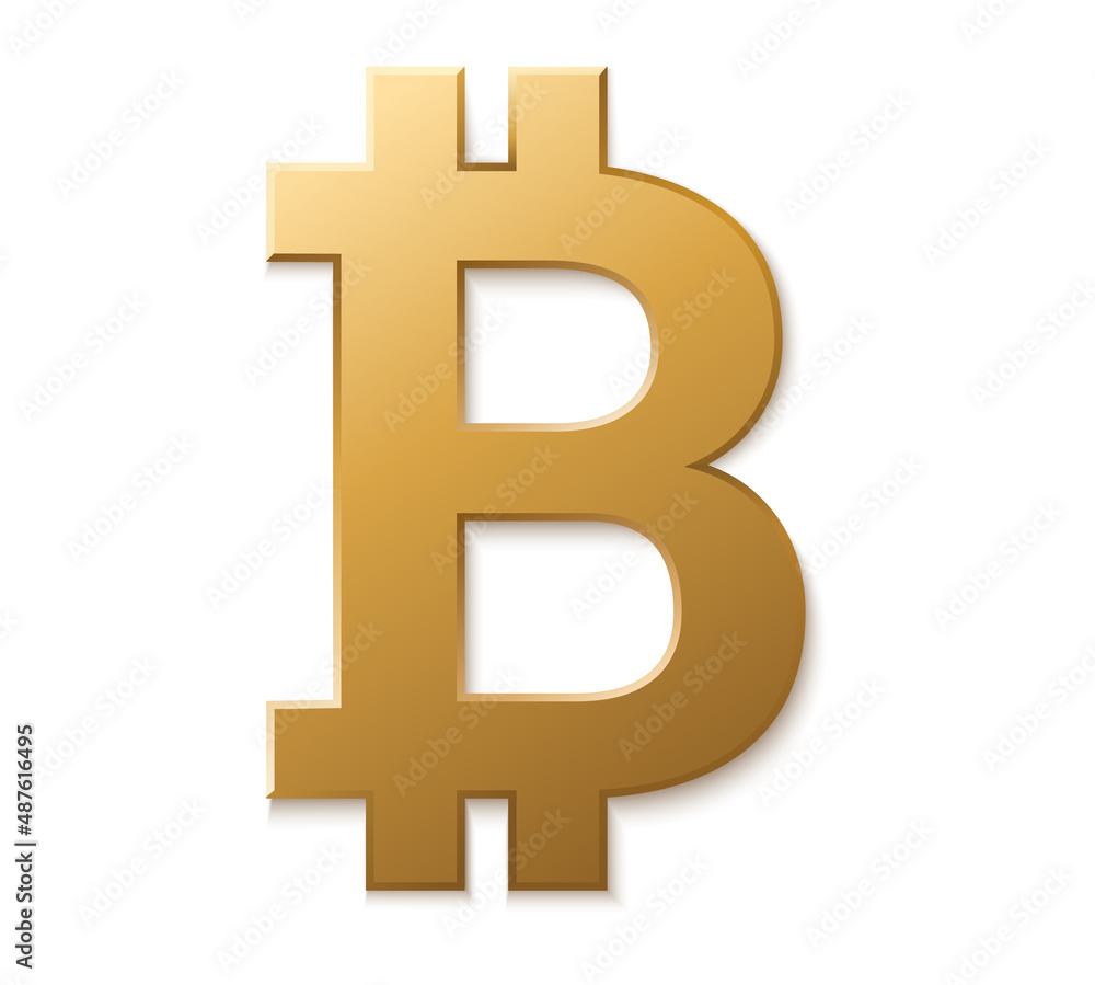 Bitcoin symbol isolated on white. Crypto currency golden symbol. Vector illustration. Bitcoin symbol isolated on white. Crypto currency golden symbol. Vector illustration.