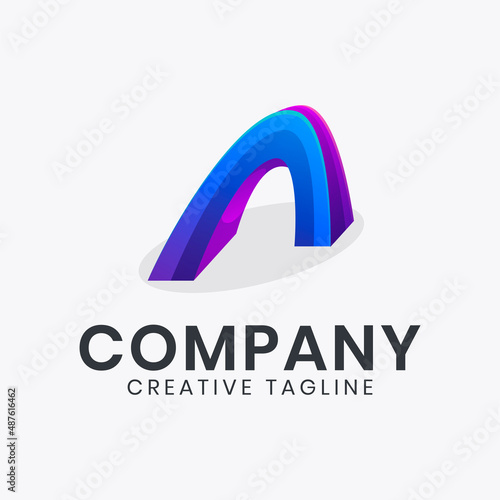 letter A dimensional colorful logo design