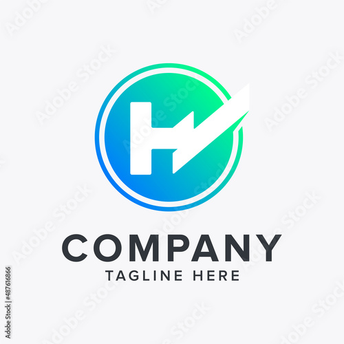 Modern letter H check mark logo design