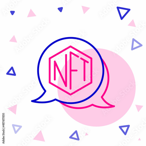 Line NFT Digital crypto art icon isolated on white background. Non fungible token. Colorful outline concept. Vector