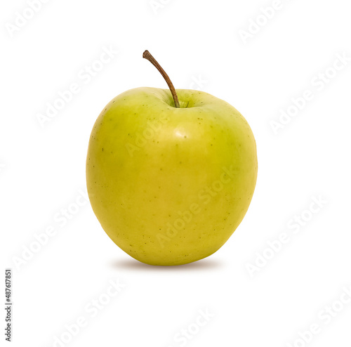 Yellow juicy apple isolated on white background.