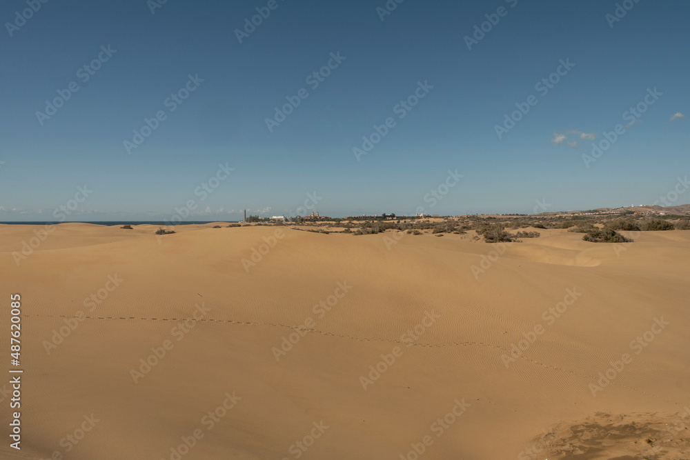Vista de las dunas de Maspalomas en la isla de Gran Canaria, España Vista de las dunas de Maspalomas en la isla de Gran Canaria, España