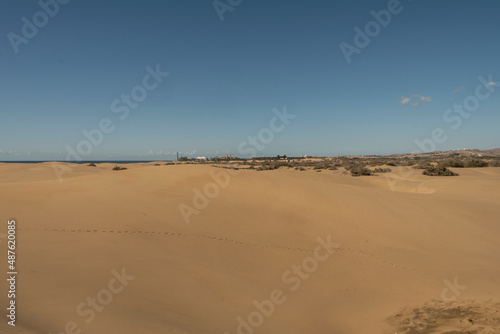 Vista de las dunas de Maspalomas en la isla de Gran Canaria, España