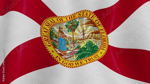 Florida flag seamless loop in slow motion. Looping 4k 3d animation. photo
