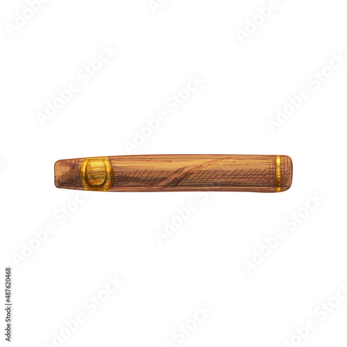 Cigar. Vector vintage hatching color illustration isolated on white
