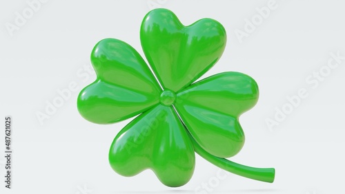 Leaf clover. Isolated on white background. 3d render.