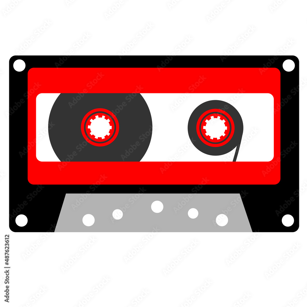 Naklejka premium Audio cassette with magnetic tape.