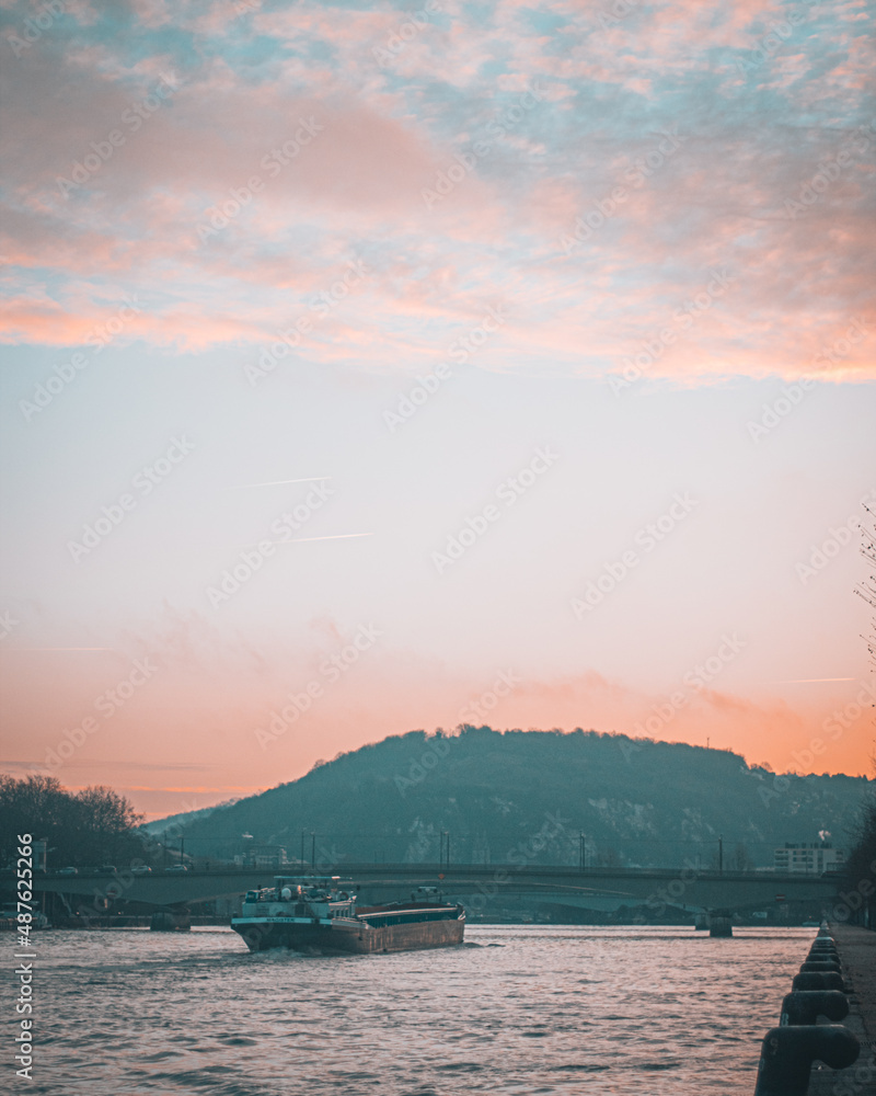 Colorful sunrise in Rouen (north of France)