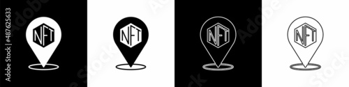 Set NFT Digital crypto art icon isolated on black and white background. Non fungible token. Vector