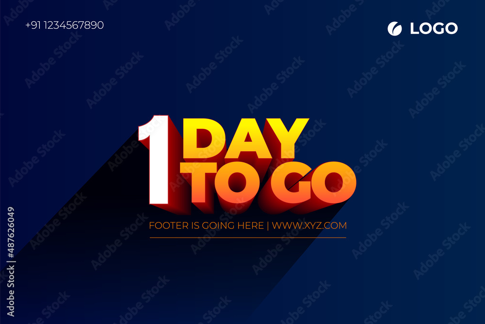 One day Left, 1 day to go.
3D Vector typographic design.
days countdown. One days to go.
sale price offer, 1 days only.