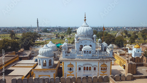 Aerial Panoramic View to the Lahore Fort, citadel in the city of Lahore, Pakistan
