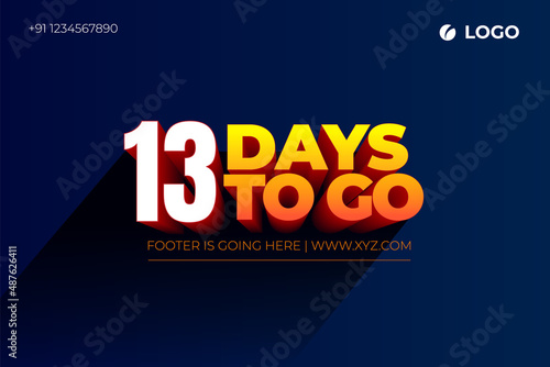 thirteen days Left, 13 days to go.
3D Vector typographic design.
days countdown. thirteen days to go.
sale price offer, 13 days only.