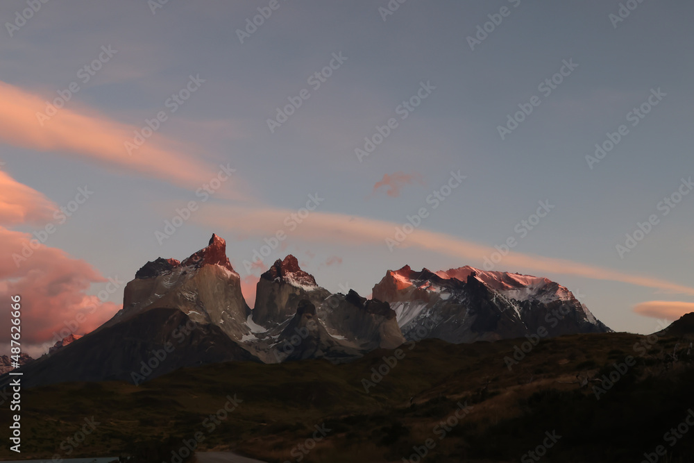 Fototapeta premium Sunrise at Torres del Paine National Park, Chile