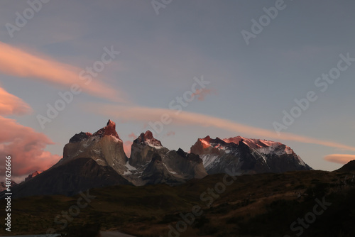 Sunrise at Torres del Paine National Park, Chile photo